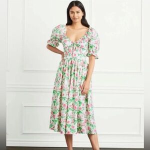 Hill House Pink and Green Floral Midi Dress Ophelia Nap Dress